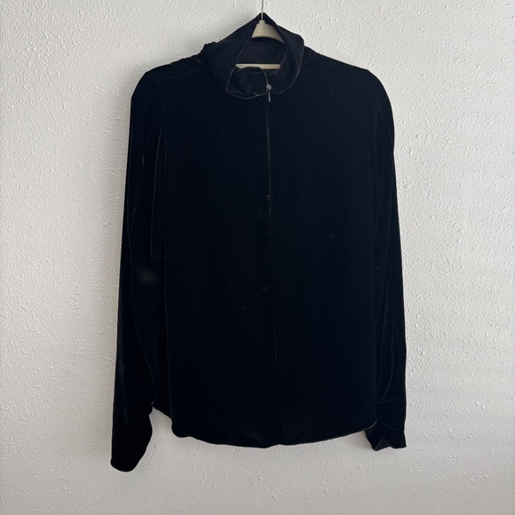 FORTE_FORTE Black Stretch Velvet Turtleneck Top in XS - Picture 5 of 11